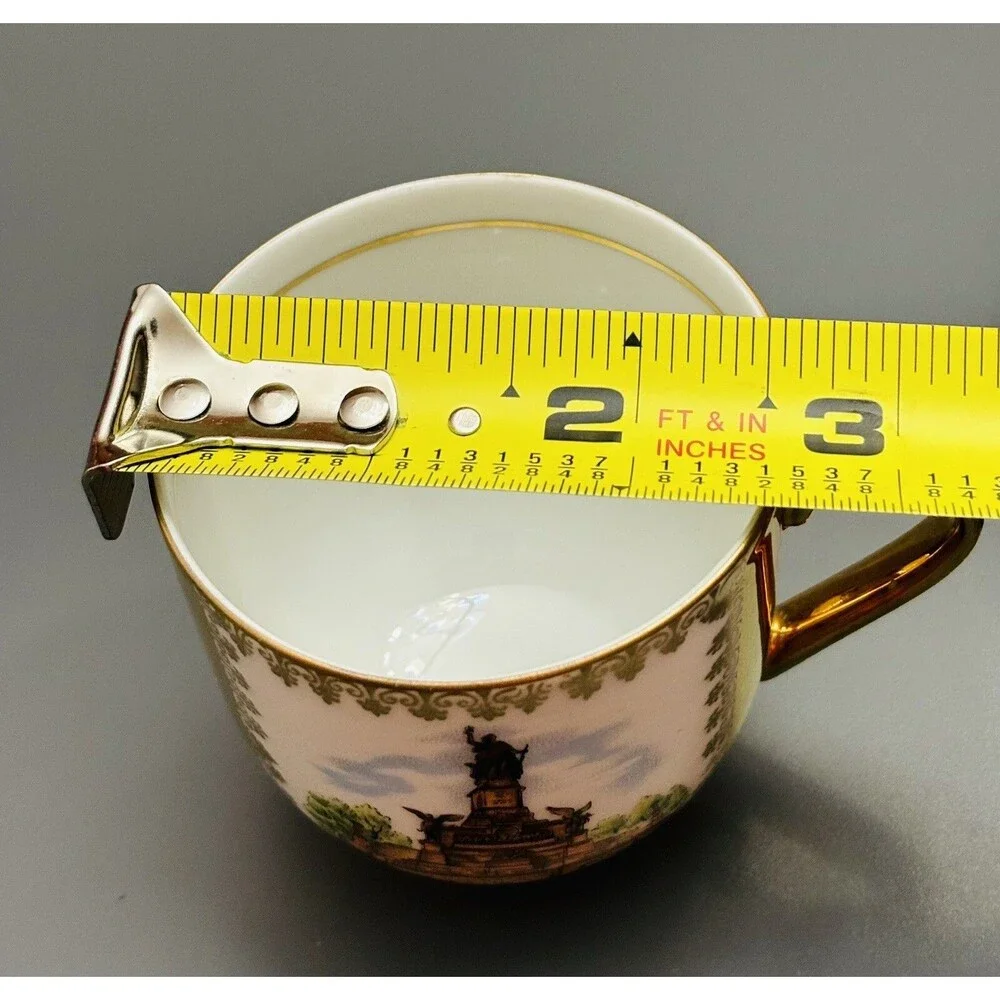Vintage Arzberg Tea Cup Bavaria Germany Small Size Topographical Gold + Saucer